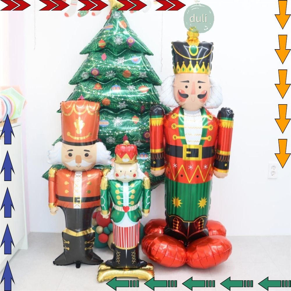Duilian 1/3 ชิ้นลูกโป่งฟอยล์,ทหาร Merry Christmas Party ตกแต่งบอลลูน, Nutcracker รูปยืนโดย Air วันเกิดขนาดใหญ่ตกแต่งบ้านปี Party Supply