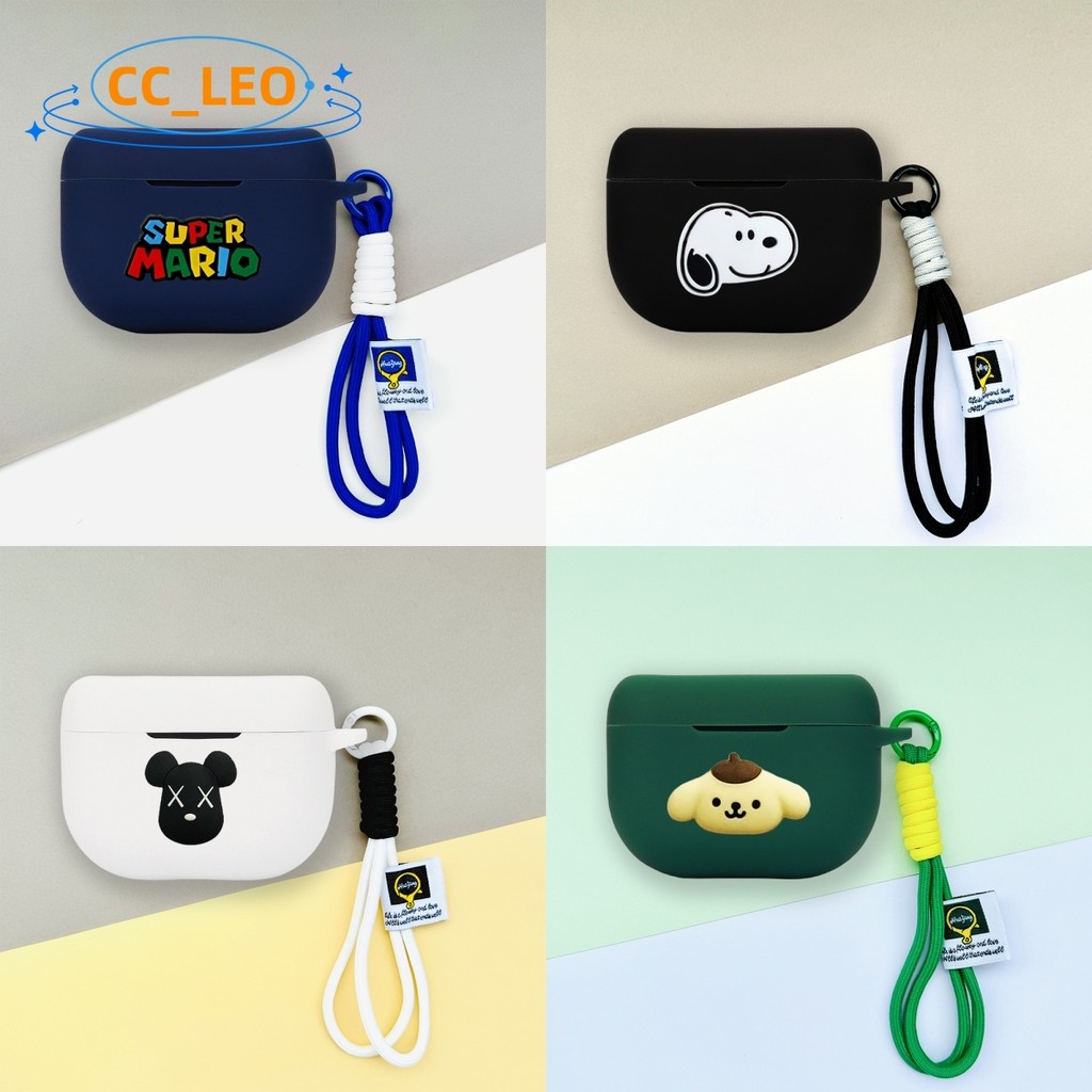 For Jabra Elite 8 Active Case Cute Snoopy Lanyard Pendant Jabra Elite 10 Silicone Soft Case Cartoon 