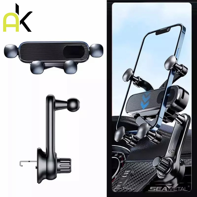 AK 360° หมุนที่วางโทรศัพท์ในรถสําหรับที่วางโทรศัพท์ในรถสากลแรงโน้มถ่วงยืนยึดเต้าเสียบอากาศมือถือรถยึดอะแดปเตอร์