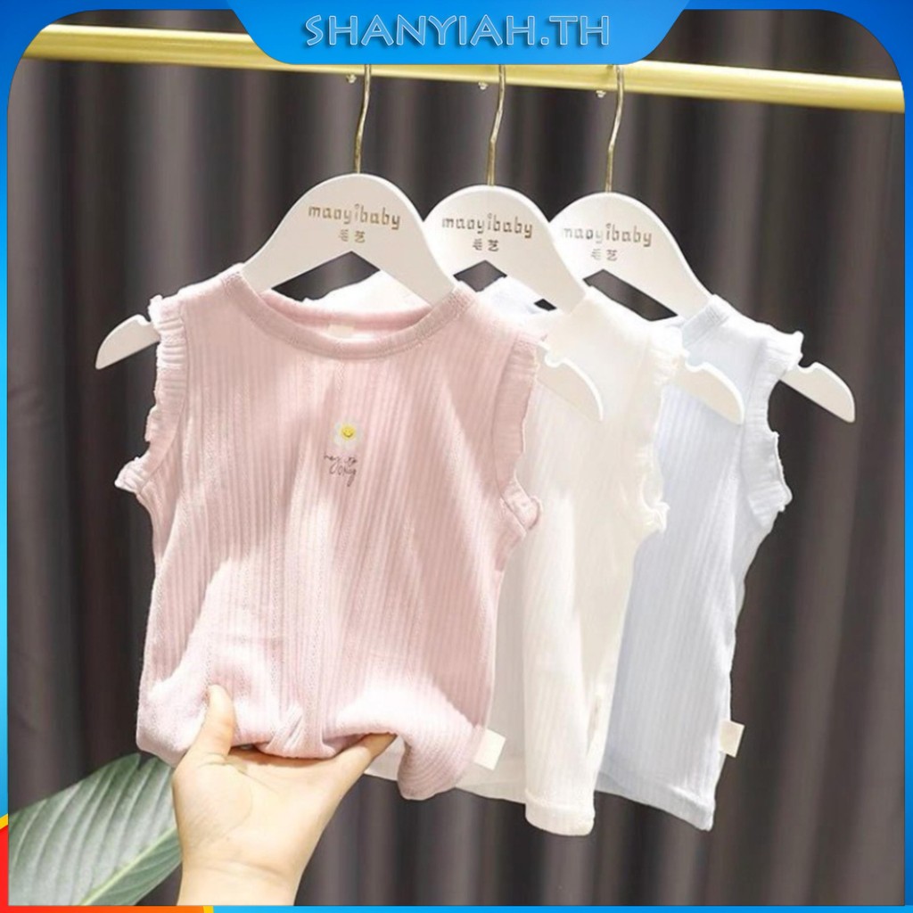 เสื้อยืดเสื้อกล้ามแบบนุ่มเครื่องแต่งกายสําหรับเด็กผู้หญิง 1-4 ปี