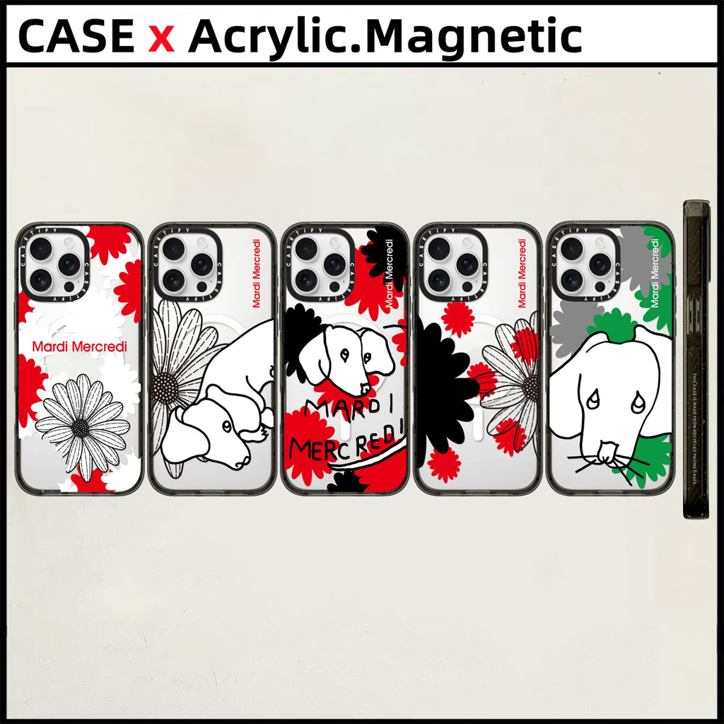 Casetifymardi Mercredi เคสแม่เหล็กอะคริลิคสําหรับ iPhone 16 Pro Max 16 15 14 Plus 11 12 13 14 15 Pro Max เคสแกะสลักตัวอักษรด้านข้างฝาครอบป้องกัน