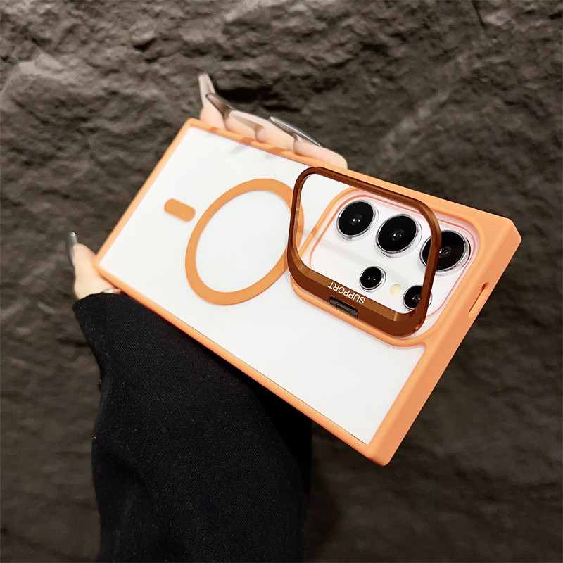 SAMSUNG สําหรับซ่อนผู้ถือเคสใสสําหรับsamsung Galaxy S24 Ultra S22 Plus S23 FEกันกระแทกแม่เหล็กไร้สายCharge Cover