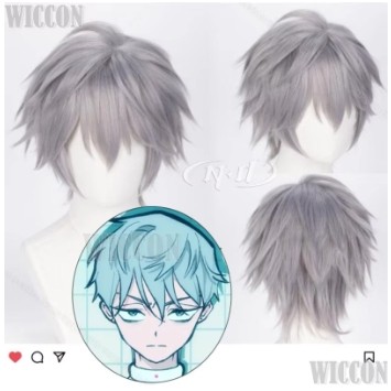 วิกผมคอสเพลย์ Till ALIENS STAGE Nagisa Kaworu ผมสั้นเงินสีเทาสังเคราะห์ทนความร้อน