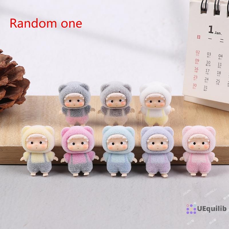 Uequilib การ์ตูน Dopamine Labubu Series Mini Flocking ประณีตน่ารักตุ๊กตา Diy จี้อุปกรณ์ตกแต่ง Kawaii ของเล่นของขวัญใหม่
