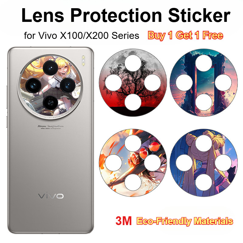 สําหรับ Vivo X200 X100 Pro X100S Pro Ultra X200 Pro Mini เทรนด์แฟชั่นอะนิเมะ Dazzle สีทําซ้ําวางสติกเกอร์นุ่มฟิล์มเลนส์ Flare ทน Anti-scratch