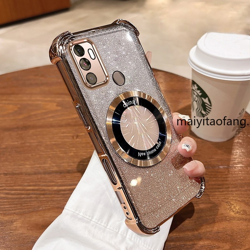 New สีcase สําหรับ OPPO A53 2020 A33 สีชมพูประกายสี่มุม Anti Drop เคสโทรศัพท์ความงามแม่เหล็กซิลิโคนกันกระแทก TPU Soft case