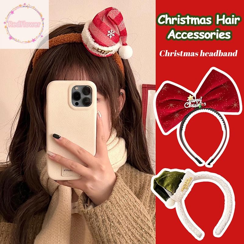 Redflower Kawaii คริสต์มาสการ์ตูนคริสต์มาสหมวกอุปกรณ์เสริมผมผู้หญิงปีใหม่ Xmas Party Supply เด็กของขวัญ TH