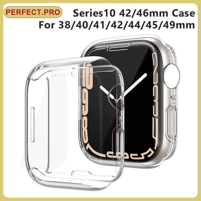 สมาร์ทวอท์ช TPU เคสป้องกันโปร่งใส 45/40/41/38/44/49มม.เหมาะสำหรับ 9/8/7/6/5/4/3/SE เคสซิลิโคนอ่อน Series 10/11 42mm46mm