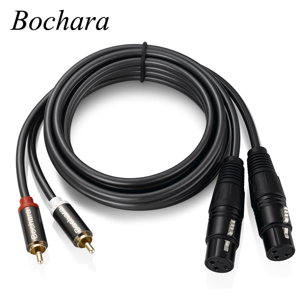 Bochara Dual XLR หญิง 2RCA ชาย OFC สายสัญญาณเสียง Shielded สําหรับเครื่องขยายเสียงผสมลําโพง