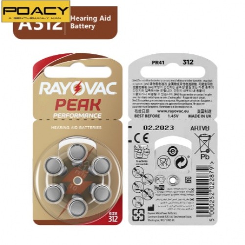 ✿60ชิ้น Rayovac ยอดเครื่องช่วยฟังแบตเตอรี่312A ZA312 312 PR41