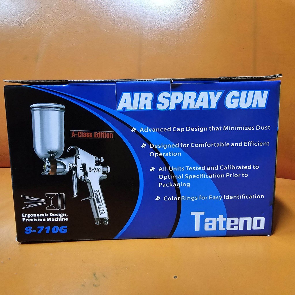 TATENO กาพ่นสีทาเทโน่ รุ่นS-710G หัวเข็ม 1.3 มิล ถ้วยข้างอลูมิเนียม 400cc. AIR SPRAY GUN