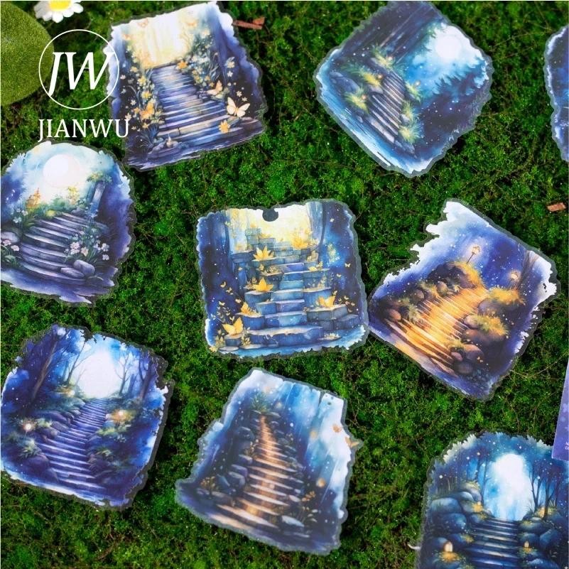 Jianwu Nature Trail Series Vintage พืชดอกไม้ขั้นตอนวัสดุภูมิทัศน์ Collage PET สติกเกอร์ Creative DIY Journal เครื่องเขียน