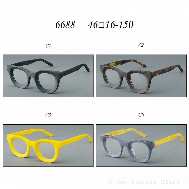 148 มม.ใหม่ Acetate กรอบแว่นตา Retro Matte Cat Eye แว่นตาผู้ชายผู้หญิงรูปไข่แว่นตา 6688 - รูปที่ 3