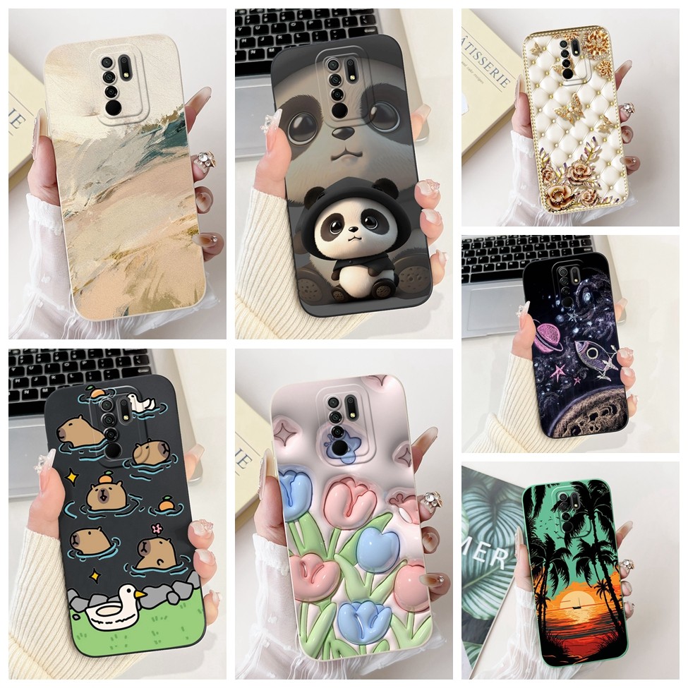 สําหรับ Redmi 9 กรณีแมวน่ารักแฟชั่นตลกซิลิโคนกันกระแทกเคสโทรศัพท์ M2004J19G M2004J19C