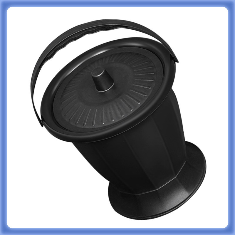 โถปัสสาวะชายห้องน้ํา Commode Spittoon พร้อมฝาปิดห้องน้ําแบบพกพา 23.50X23.50X23.50 ซม.สีดํา Pp zhcxzh