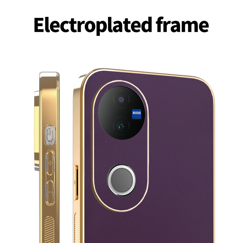 เคสสําหรับ Vivo V50 หนังสีทึบหรูหรา Ultrathin TPU Electroplated Edge เคสโทรศัพท์กันกระแทก - รูปที่ 2