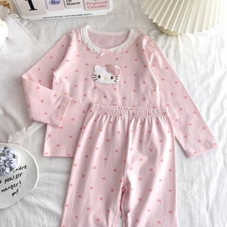 [ผ้าฝ้าย 95% Lycra] ชุดนอนเด็กชุดเด็กผู้หญิง 200g Four Seasons Lycra Loungewear ฤดูใบไม้ผลิฤดูร้อนแขนยาว-0321