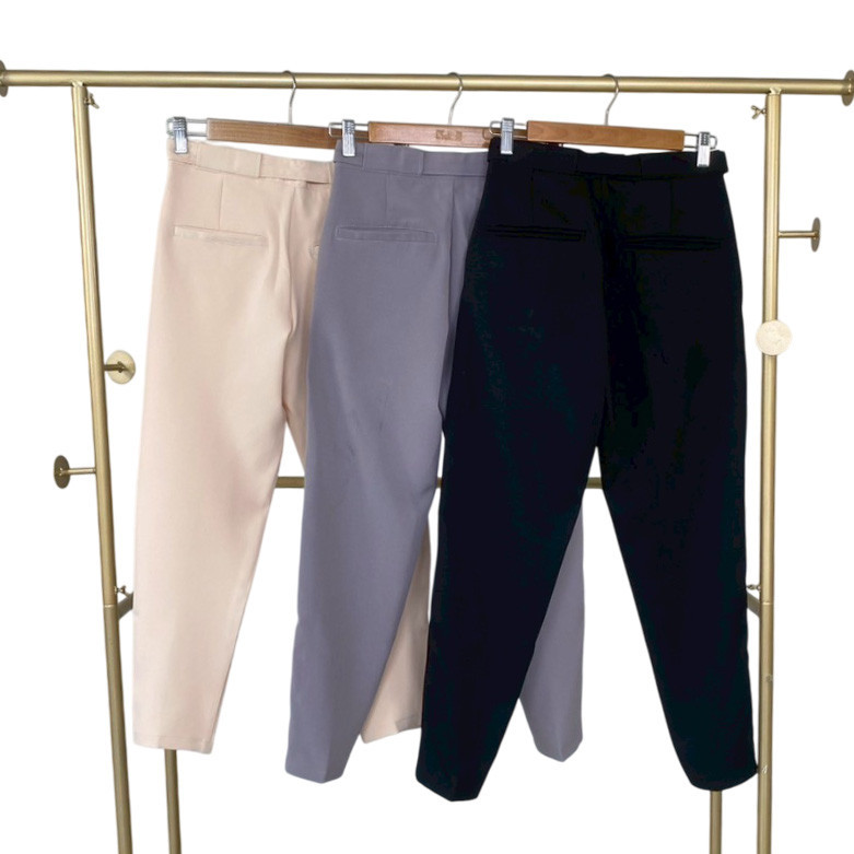 กางเกงสแล็ค ขายาว ใส่ทำงาน เข็มขัดถอดออกได้ กางเกงทำงาน (3 สี ครีม เทา ดำ) - รูปที่ 4