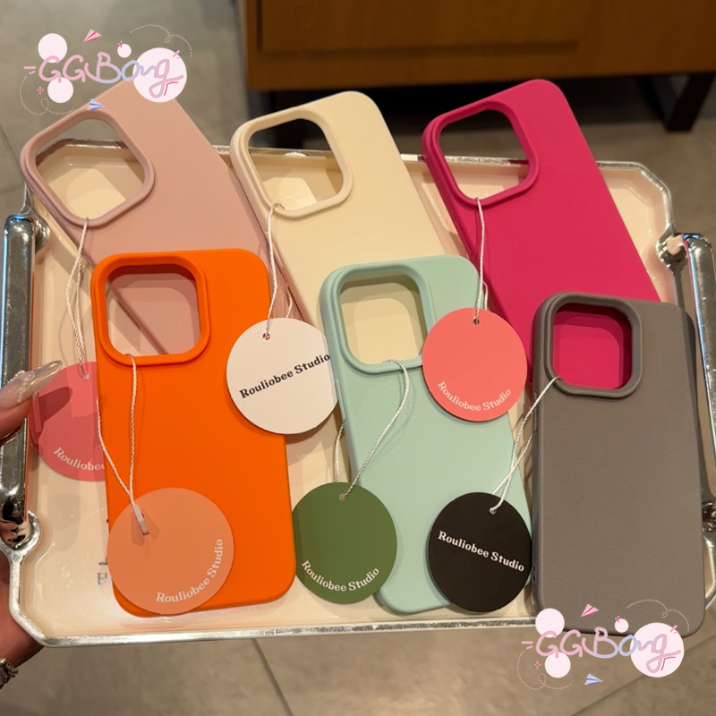 เคสหนังหรูหราสีทึบแบบเรียบง่ายสำหรับคู่รัก เคสไอโฟน11 สำหรับ 16 7 11 12 13 14 Pro Max XS XR X Max 7 15 14 8 Plus SE