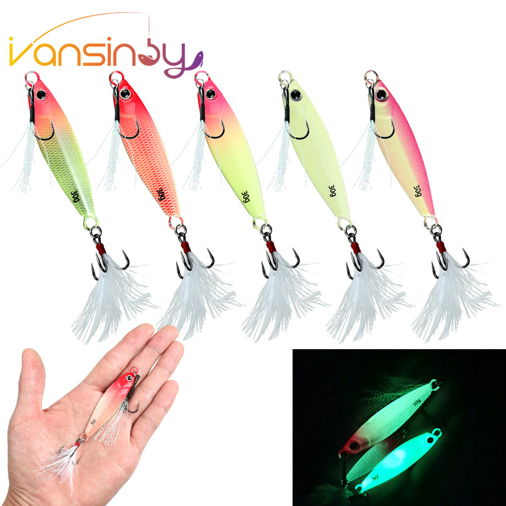 ตกปลาโลหะส่องสว่าง Jigging Hook Spinner เหยื่อ 7g/10g/15g/20g/30g เลเซอร์โลหะ Jig ช้อนตกปลา Lure