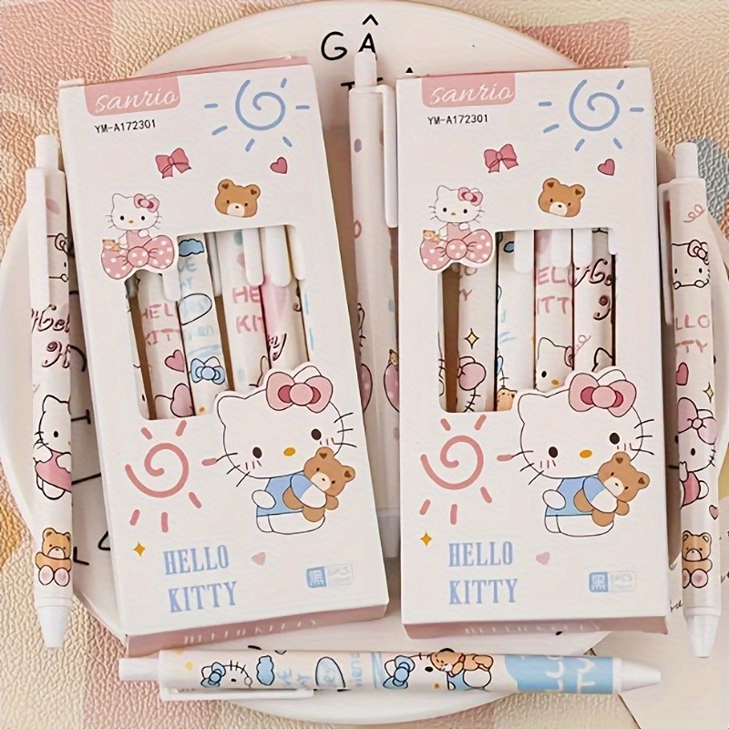 SANRIO ชุดปากกาเจล ซานริโอ 6 ชิ้นสําหรับนักเรียนที่เรียบง่าย 0.5 มม. ปากกาหมึกแห้งเร็วน่ารักนักเรียนเครื่องเขียน