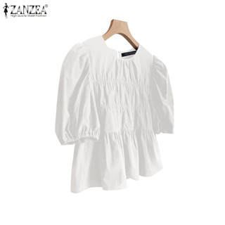 ZANZEA ใส่ ซานเซีย ผู้หญิงแฟชั่นเกาหลีลูกเรือคอโคมไฟแขนหลวมจ…