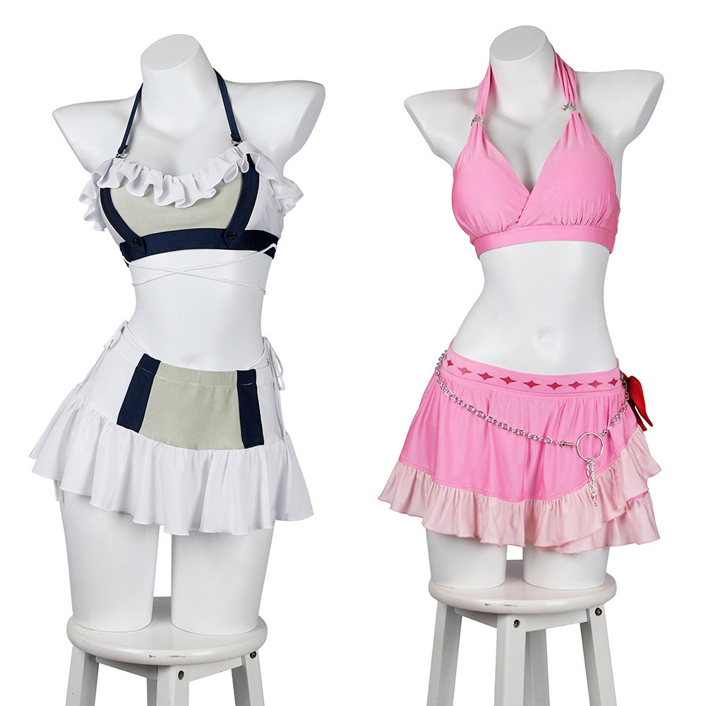 Ff7 Rebirth Tifa Aerith คอสเพลย์เครื่องแต่งกายบิกินี่ชุดว่ายน้ําสําหรับฤดูร้อนปาร์ตี้ชายหาด