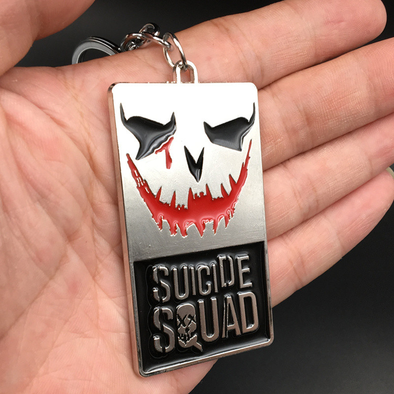 X Squad Suicide Squad Clown โลโก้แผ่นพวงกุญแจจี้โลหะผสม