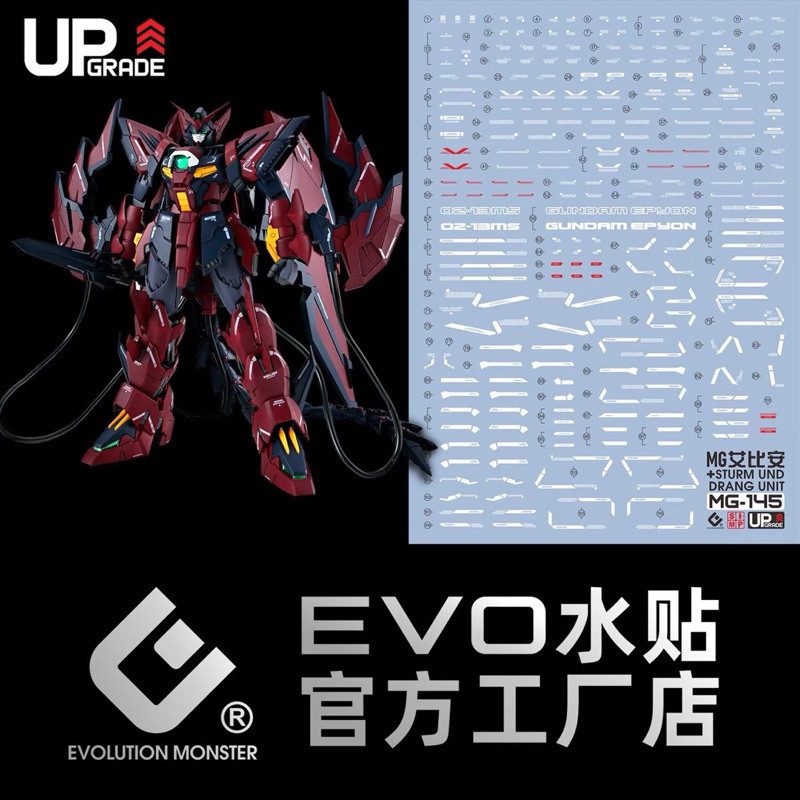 ✅พร้อมส่ง🔥 ดีคอลน้ำ DECAL EVO UPGrade Mg 1/100 Gundam Epyon EW Sturm Und Drang Unit สะท้อนแสงแบล็คไล