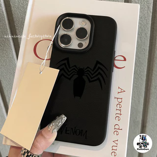 คสหนัง For iPhone 16 Pro Max iPhone 11 เคสนิ่ม สีลูกกวาด น่ารัก แมงมุม 👀 For iPhone15 14 13 12 Pro max XS XR 7 8 Plus