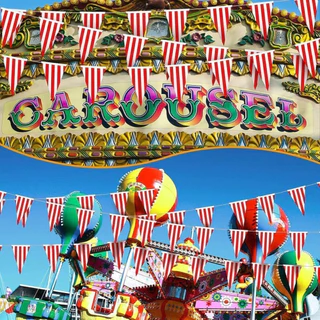 [บ้าน]ของตกแต่งงานปาร์ตี้ Circus | 20ชิ้นสีแดงสีขาวลายธงสามเหลี่ยมความยาว10เมตร,วัสดุวิชาพลศึกษาตอมสําหรับเทศกาล/วันเกิด/คริสต์มาสเหตุการณ์