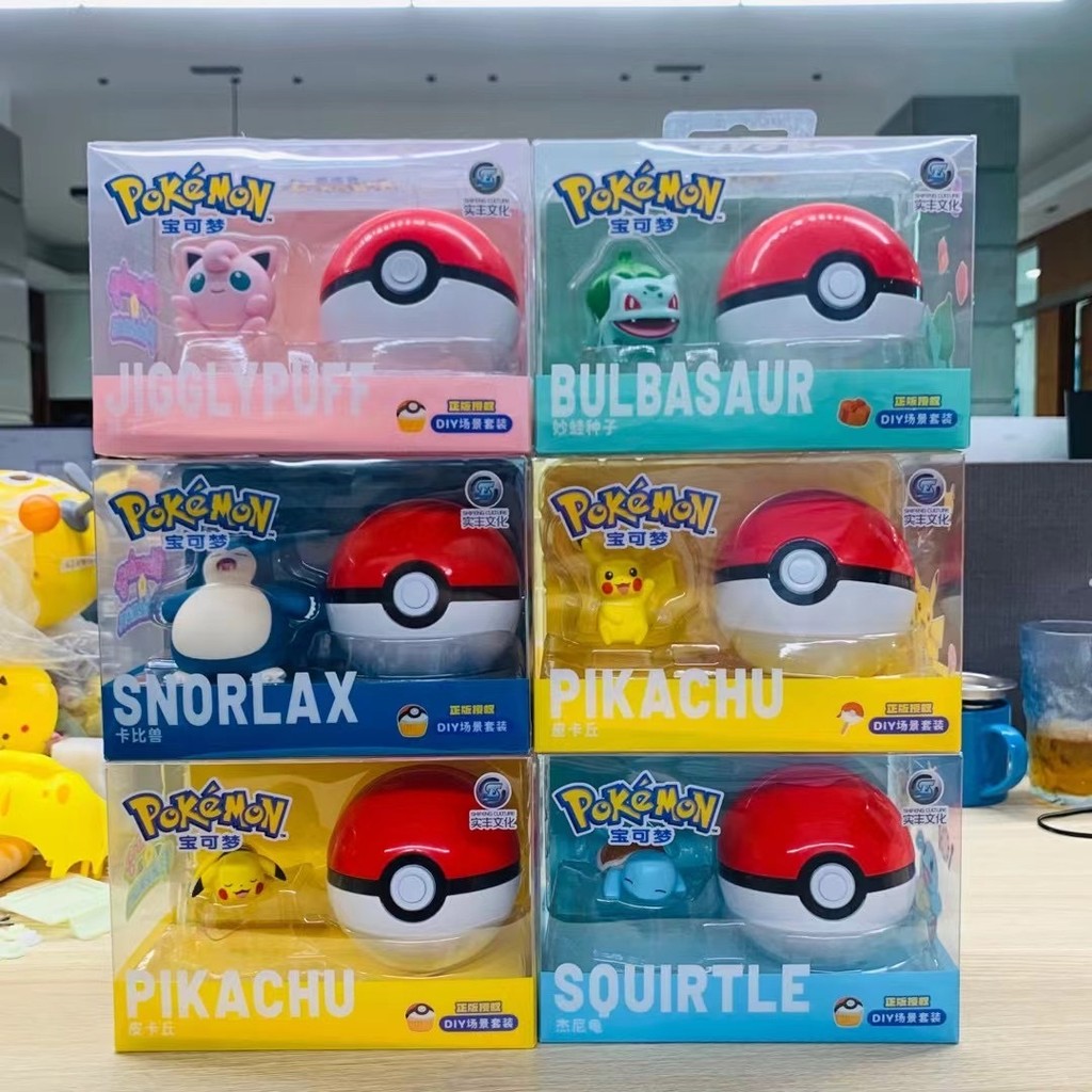 ของแท้ Pokémon 3D ฉากตกแต่ง Pokemon น่ารักของแท้ Pokemon Pikachu Mystery Box Figure