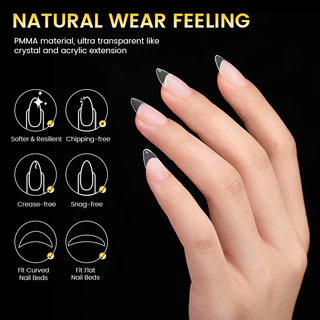 【Local】BORN PRETTY เล็บปลอม Soft Gel 300 ชิ้น/กล่อง ทรงอัลมอนด์ขนาดกลาง-ยาว ครึ่งเล็บ Matte สําหรับฝึกทําเล็บ Art Practice