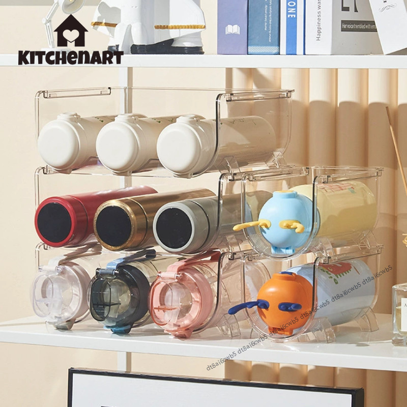 【Pre-Order】ที่วางขวดน้ำ ช่องใส่ขวดน้ำ วางซ้อนกันได้ มี3ช่อง ที่จัดระเบียบไวน์และขวดน้ำ ช่องวางของอะคริลิค