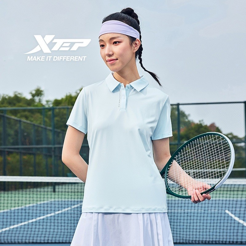 XTEP Women's Ice Silk POLO Shirt ฤดูร้อนใหม่ การฝึกอบรม แขนสั้น Lapel เสื้อยืดกีฬา — صورة 5