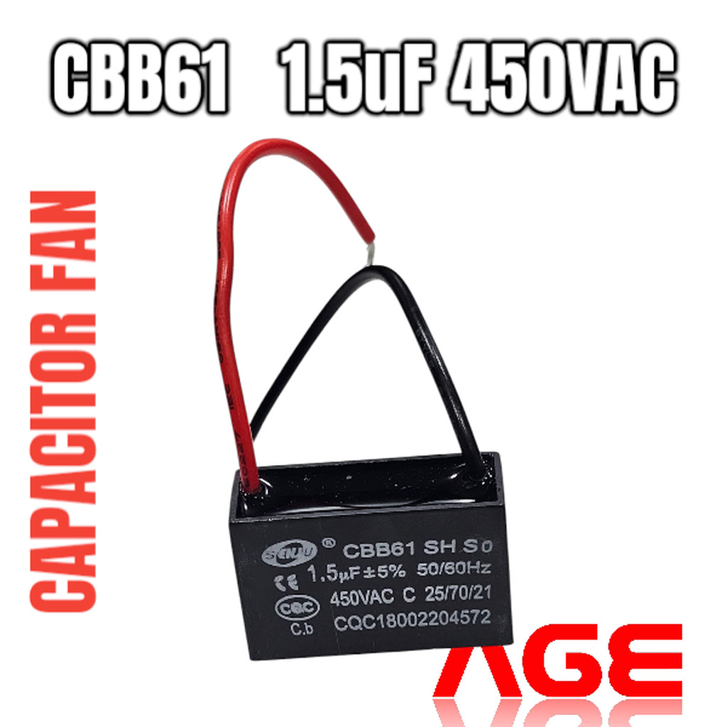 CAPACITOR CBB61 1.5UF 450VAC แบบมีสาย SENJU