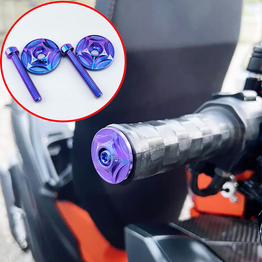 Tc4/gr5 จุกปิดปลายแฮนด์บาร์ ไทเทเนียม CNC สําหรับรถจักรยานยนต์ สกูตเตอร์ M6