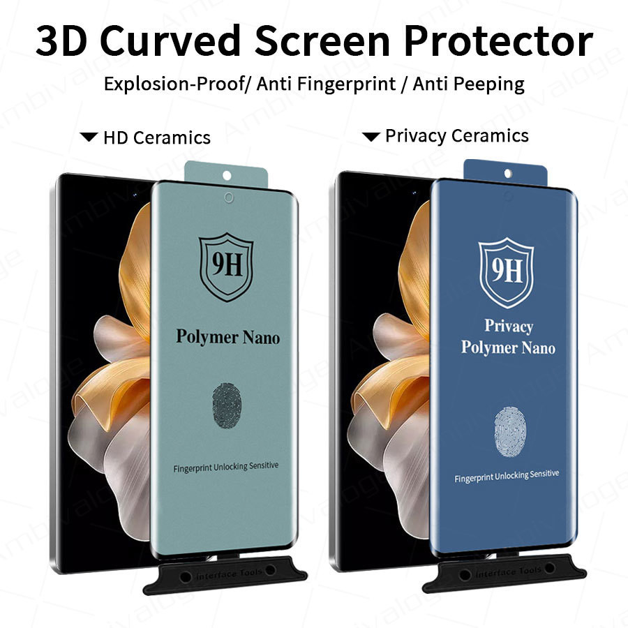 ฟิล์มเซรามิค สําหรับ VIVO X60 X70 X80 X90 X100 X200 V25 V27 V29 V30 V40 V50 V60 Pro 5G Y100 เต็มจอ ฟิล์มกันเสือก