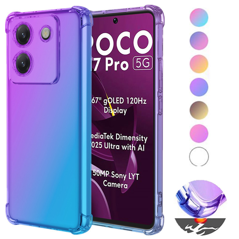 เคส TPU ถุงลมนิรภัยไล่โทนสีสําหรับ Xiaomi Poco M7 Pro 5G ฝาครอบป้องกันกันกระแทกซิลิโคนนุ่มเคสโทรศัพท์
