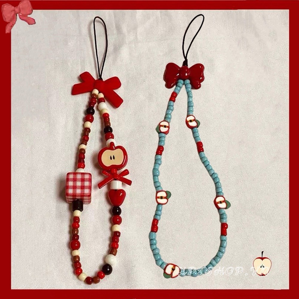 Bowknot Fruit Cat Universal Chain จี้สําหรับเคสโทรศัพท์พวงกุญแจเชือกเส้นเล็ก