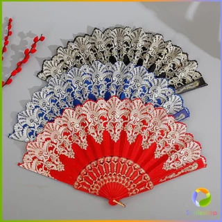 พัดลมคลาสสิก พัดจีนพัดสไตล์วินเทจ สง่างามและคลาสสิก พัดลม พัดพับ 1ชิ้น Folding fan