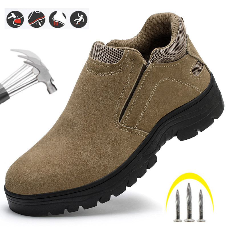 🔨รองเท้าเซฟตี้แบบสวมหนังกลับสำหรับผู้ชาย มีประสิทธิภาพป้องกันประกายไฟได้ดี หัวเหล็ก รองเท้าทำงานระบายอากาศได้ดี - รูปที่ 2