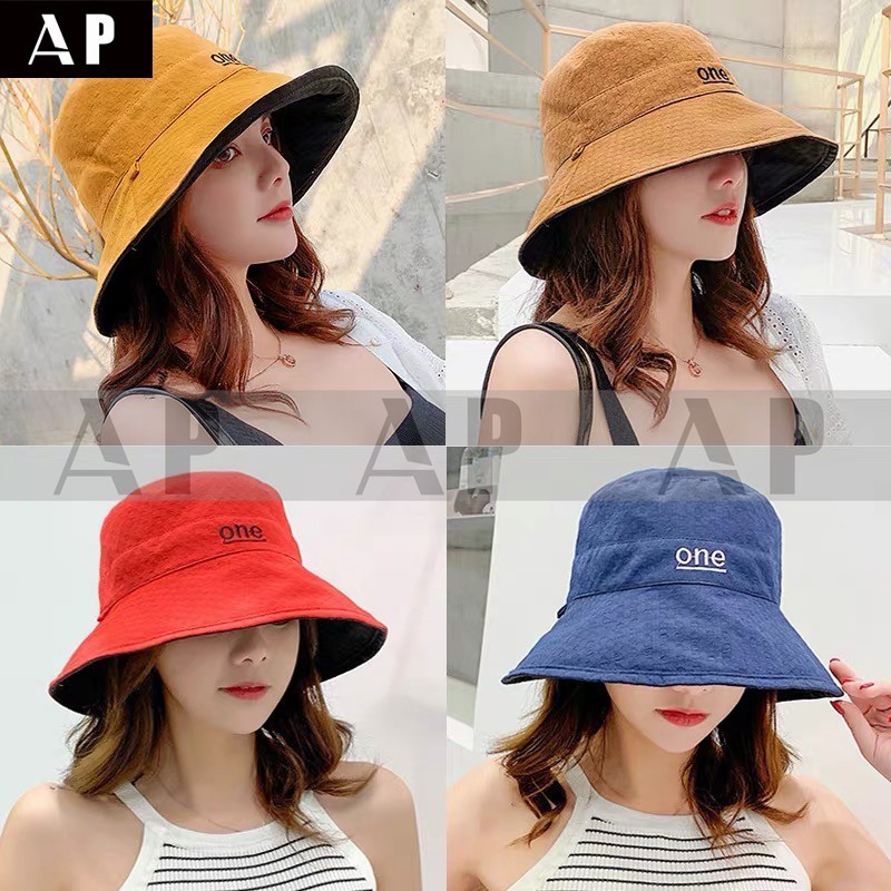 MUHANLU หมวกปะเก๊ตผู้หญิง หมวกผ้า กันแดด กันยูวี ใส่ได้สองด้าน เดซี่ สไลด์เกาหลี