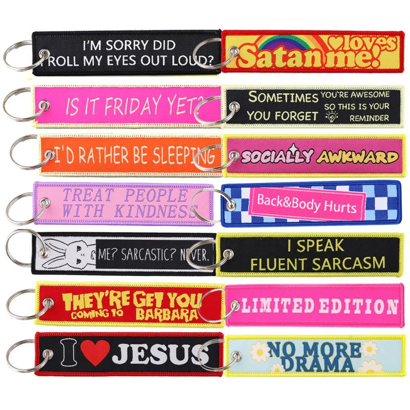 Flight Keychain for Aviation Gifts Motorcycle Embroidery Key chain Keyring Crew Key Fob Encouragemen