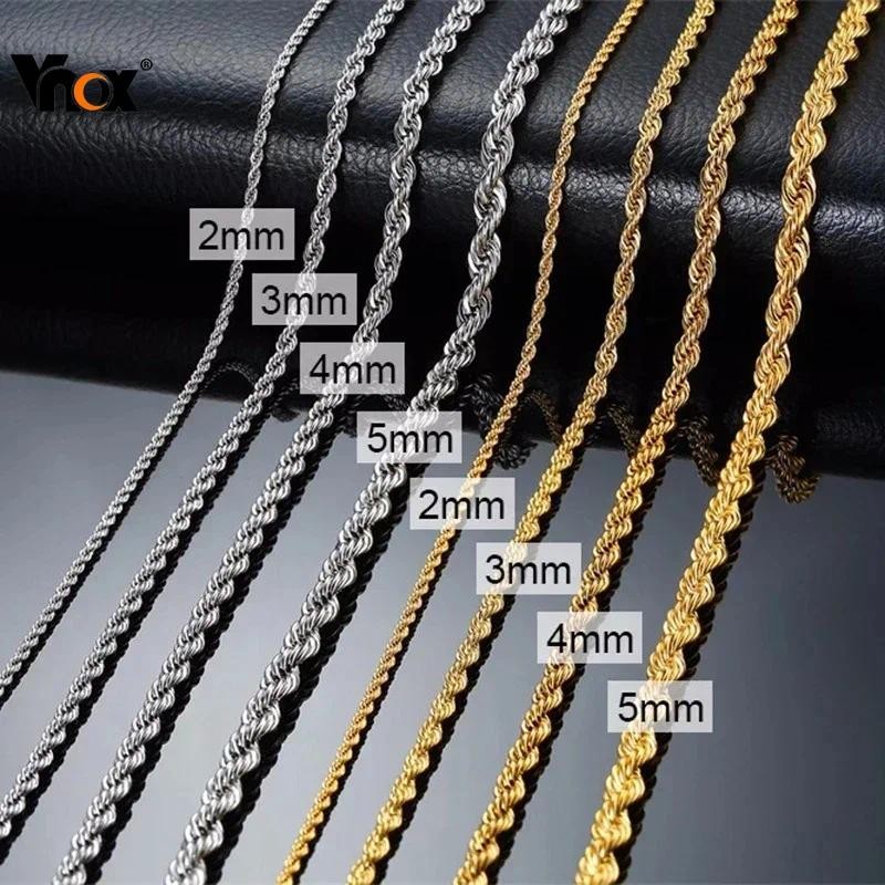 Vnox Twist Link Chain Necklace for Men,Stainless Steel Hypoallergenic Necklace,Simple Fashion Jewelr