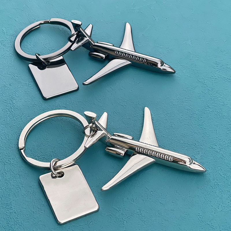 Creative 3D Model Airplane Key Chain Aviation Gift Pendant Aircraft Gift Key Ring Carving Promotiona