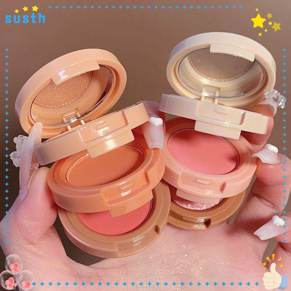 SUSTH Blush Palette Contour, Sunset 3 IN 1 Bronzer Glitter Blush, Highlighter Powder Long-Lasting Sh