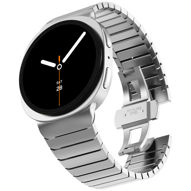 สายสแตนเลสสําหรับ Samsung Galaxy Watch 8 40 มม.44 มม.ธุรกิจสร้อยข้อมือโลหะสําหรับ Samsung Galaxy Watch 8 คลาสสิก 46 มม.เข็มขัด