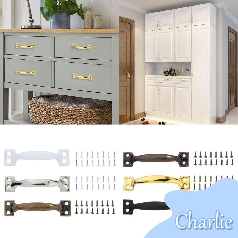 Char 4 ชิ้น Barn ประตูดึงมือจับโลหะสําหรับตู้ลิ้นชักและประตูเฟอร์นิเจอร์เหล็กลูกบิดปฏิบัติฮาร์ดแวร์บ