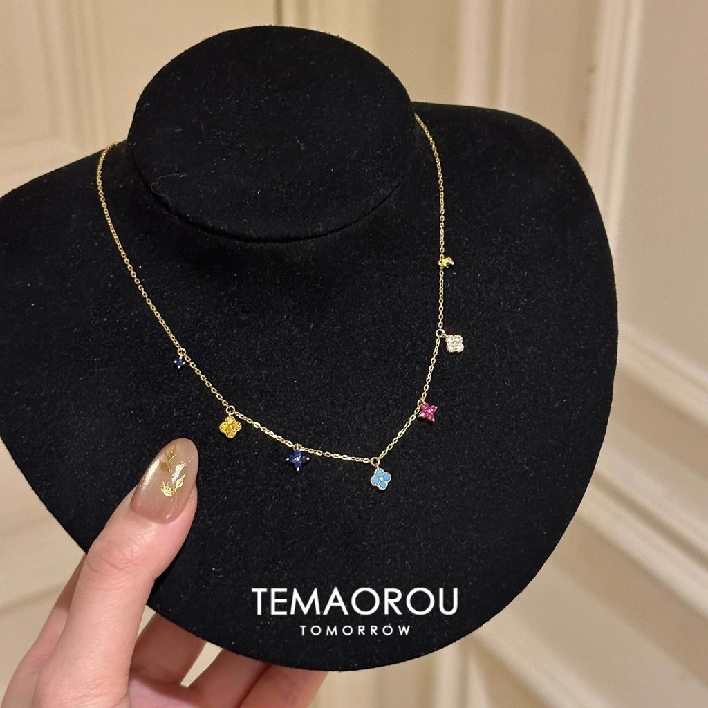 [เมี่ยวม] ฤดูร้อนสไตล์ใหม่มินิจี้ดอกไม้ที่มีสีสันโซ่กระดูกไหปลาร้าสีทองหญิงวินเทจสร้อยคอการออกแบบรู้สึกระดับไฮเอนด์